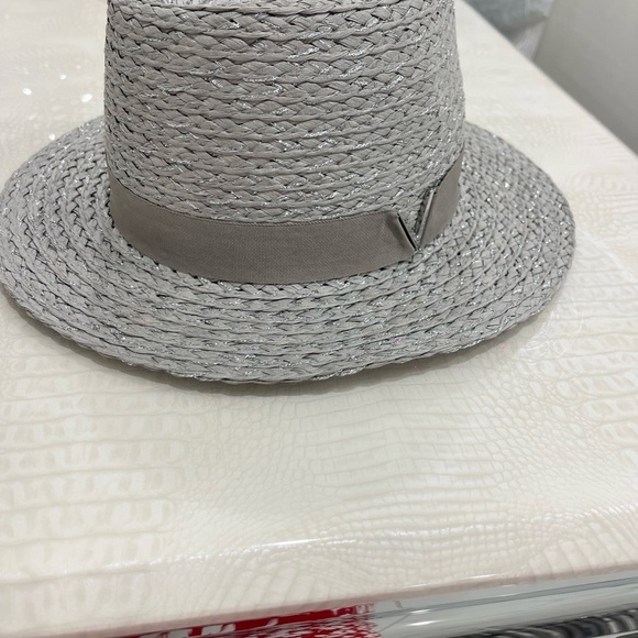 Vince Camuto Gray Straw Hat with Silver Detail main image 3